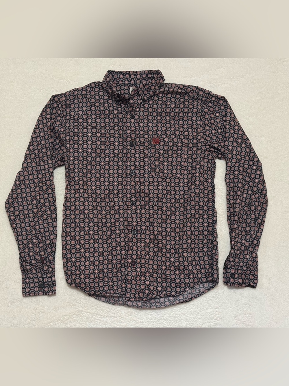 Boy’s Cinch Long Sleeve Button- down Patterned Shirt